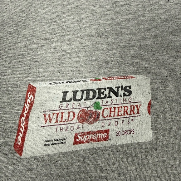 Supreme Gray Luden's Wild Cherry Tee- Mens L - Picture 6 of 8